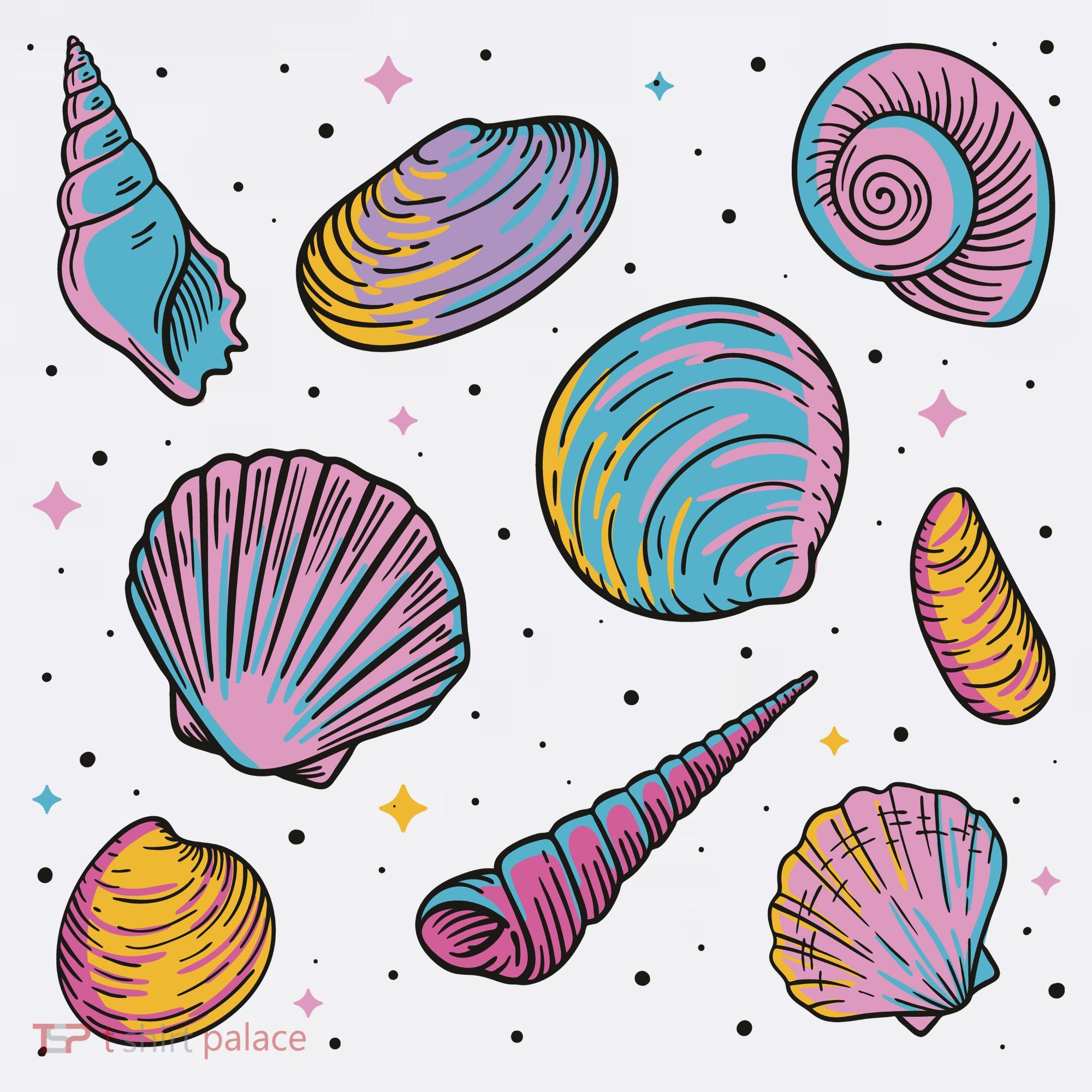 Seashells Nature Colorful T-Shirt