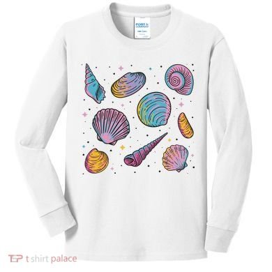 Seashells Nature Colorful Kids Long Sleeve Shirt