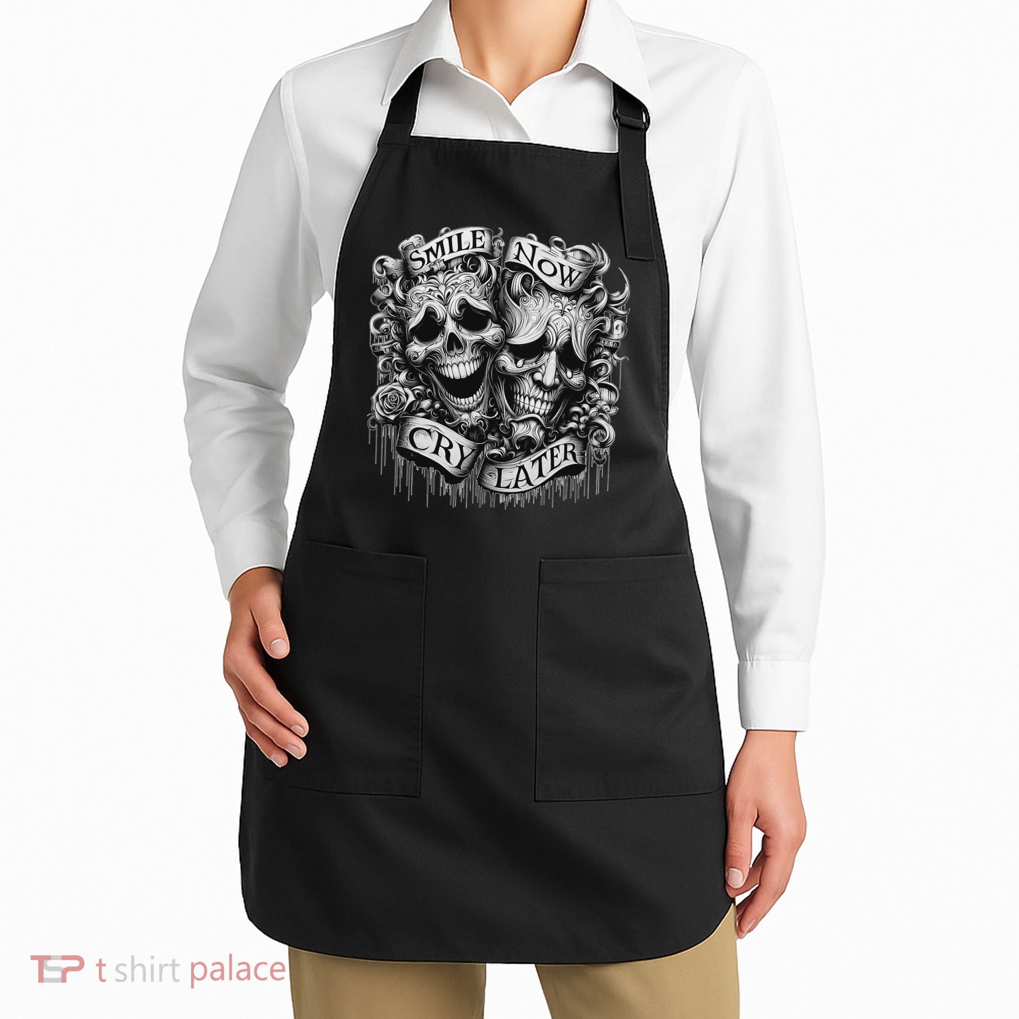 Smile Now Cry Later Clown Chicano Ar Gothic Cholo Apron