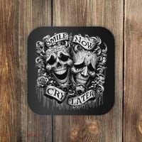 Smile Now Cry Later Clown Chicano Ar Gothic Cholo Coaster thumb 0