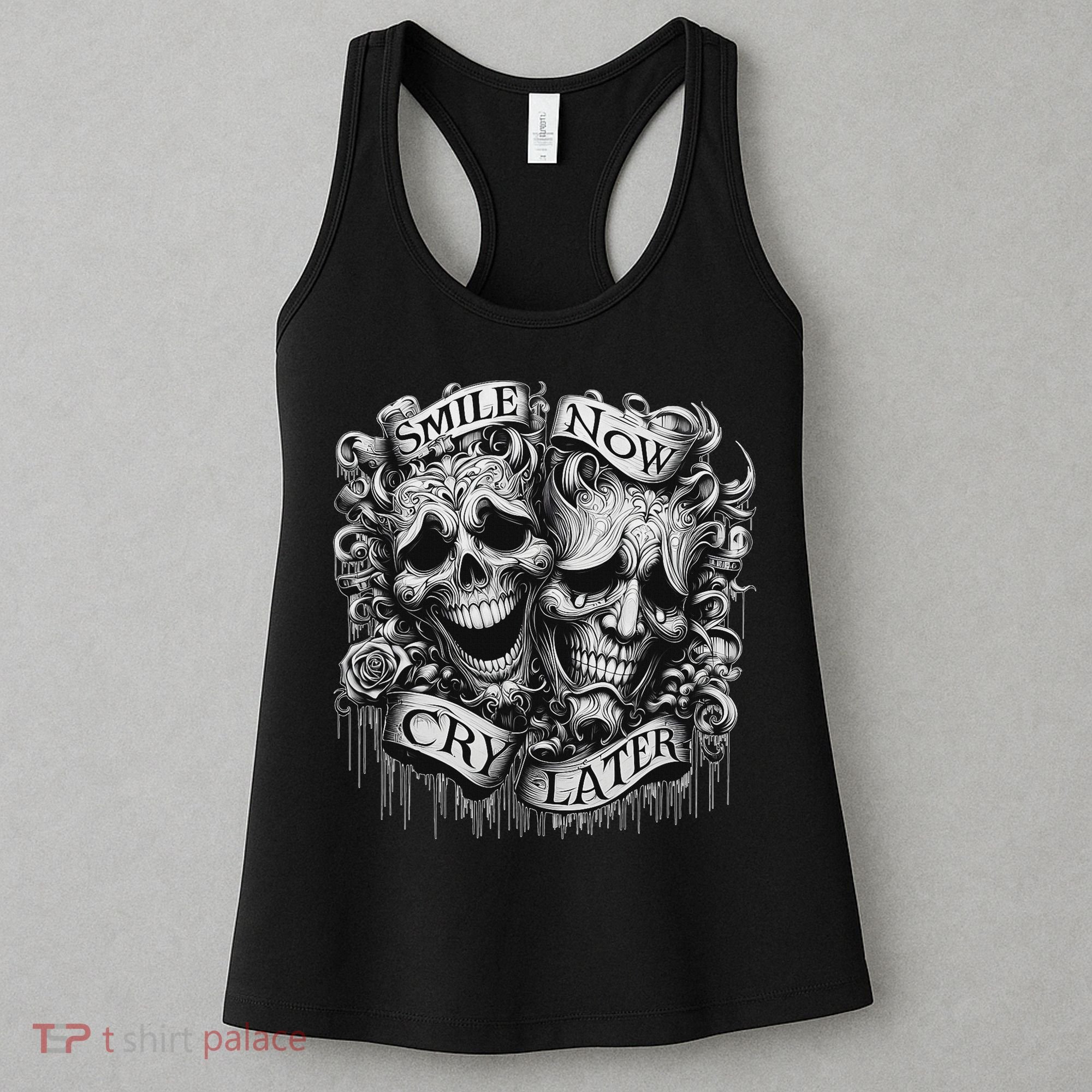 Smile Now Cry Later Clown Chicano Ar Gothic Cholo Women's Tank Top