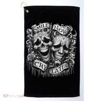 Smile Now Cry Later Clown Chicano Ar Gothic Cholo Golf Towel thumb 0