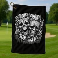 Smile Now Cry Later Clown Chicano Ar Gothic Cholo Golf Towel thumb 1