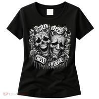 Smile Now Cry Later Clown Chicano Ar Gothic Cholo Women's T-Shirt thumb 0