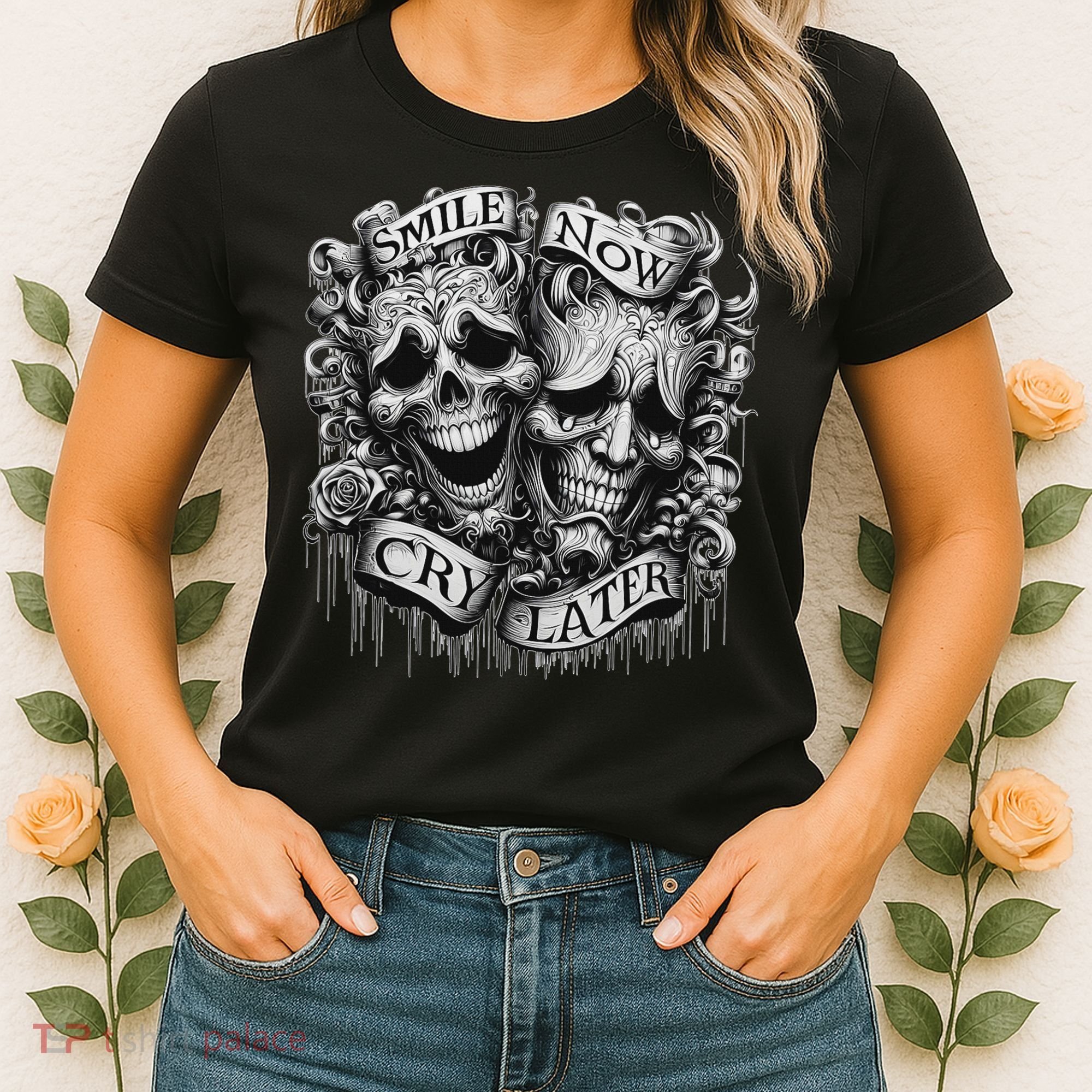 Smile Now Cry Later Clown Chicano Ar Gothic Cholo Women's T-Shirt