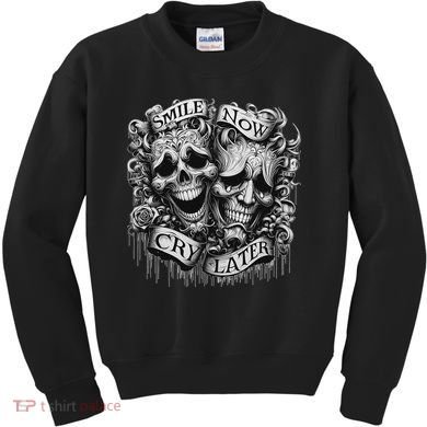 Smile Now Cry Later Clown Chicano Ar Gothic Cholo Kids Sweatshirt