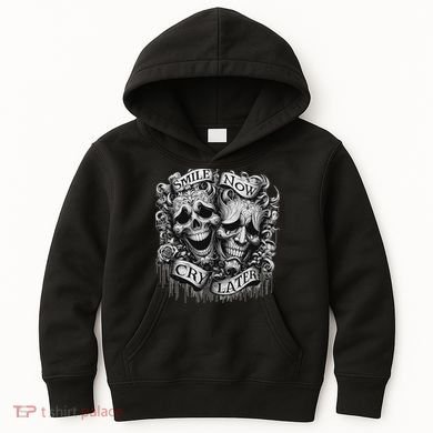 Smile Now Cry Later Clown Chicano Ar Gothic Cholo Kids Hoodie