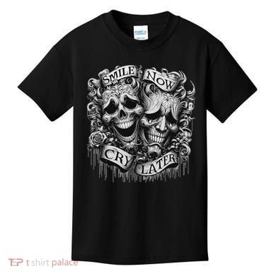 Smile Now Cry Later Clown Chicano Ar Gothic Cholo Kids T-Shirt
