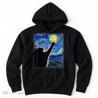 Starry Night Cat, Van Gogh Cat, Cat Lover, Cat Mom, Cat Dad Hoodie thumb 0