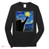 Starry Night Cat, Van Gogh Cat, Cat Lover, Cat Mom, Cat Dad Long Sleeve Shirt thumb 0