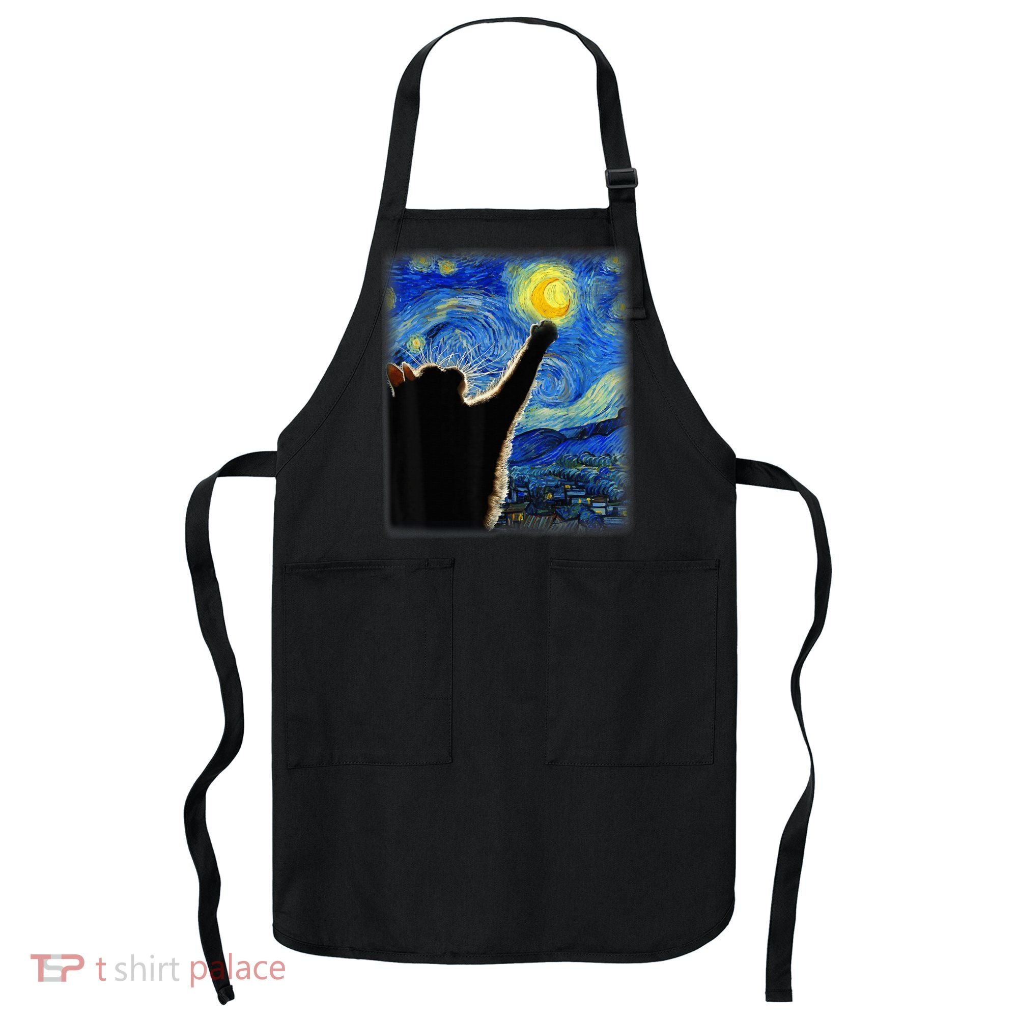 Starry Night Cat, Van Gogh Cat, Cat Lover, Cat Mom, Cat Dad Apron