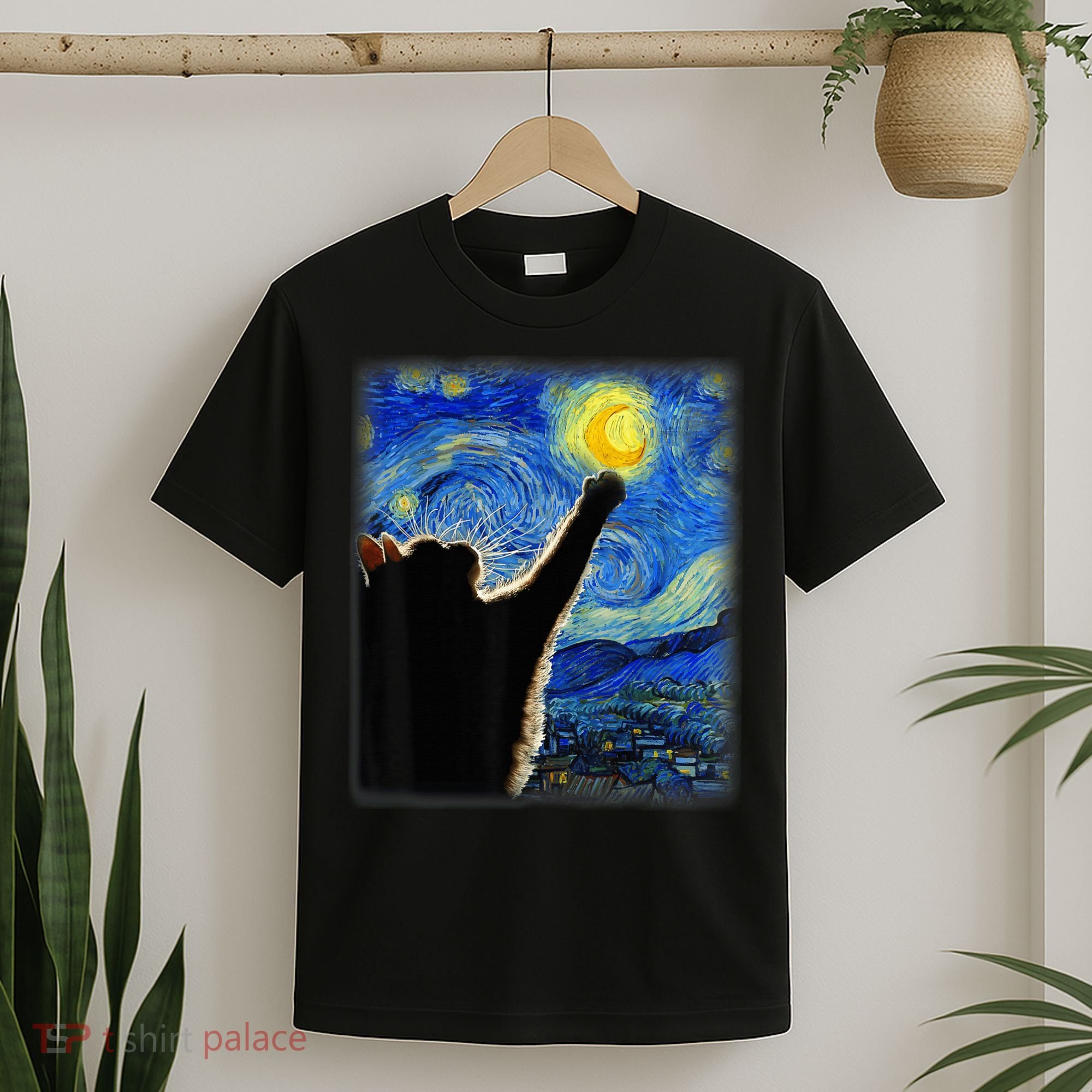 Starry Night Cat, Van Gogh Cat, Cat Lover, Cat Mom, Cat Dad T-Shirt