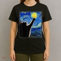 Starry Night Cat, Van Gogh Cat, Cat Lover, Cat Mom, Cat Dad T-Shirt thumb 4