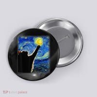 Starry Night Cat, Van Gogh Cat, Cat Lover, Cat Mom, Cat Dad Button thumb 0