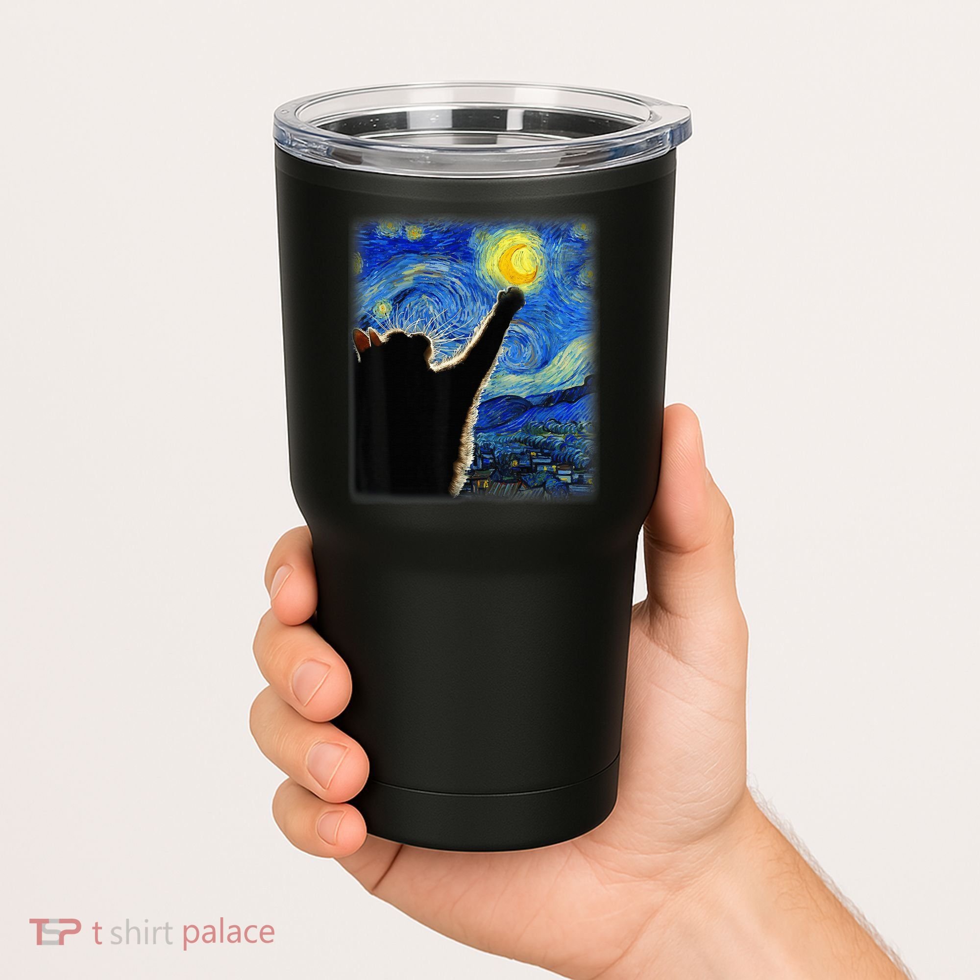 Starry Night Cat, Van Gogh Cat, Cat Lover, Cat Mom, Cat Dad Tumbler