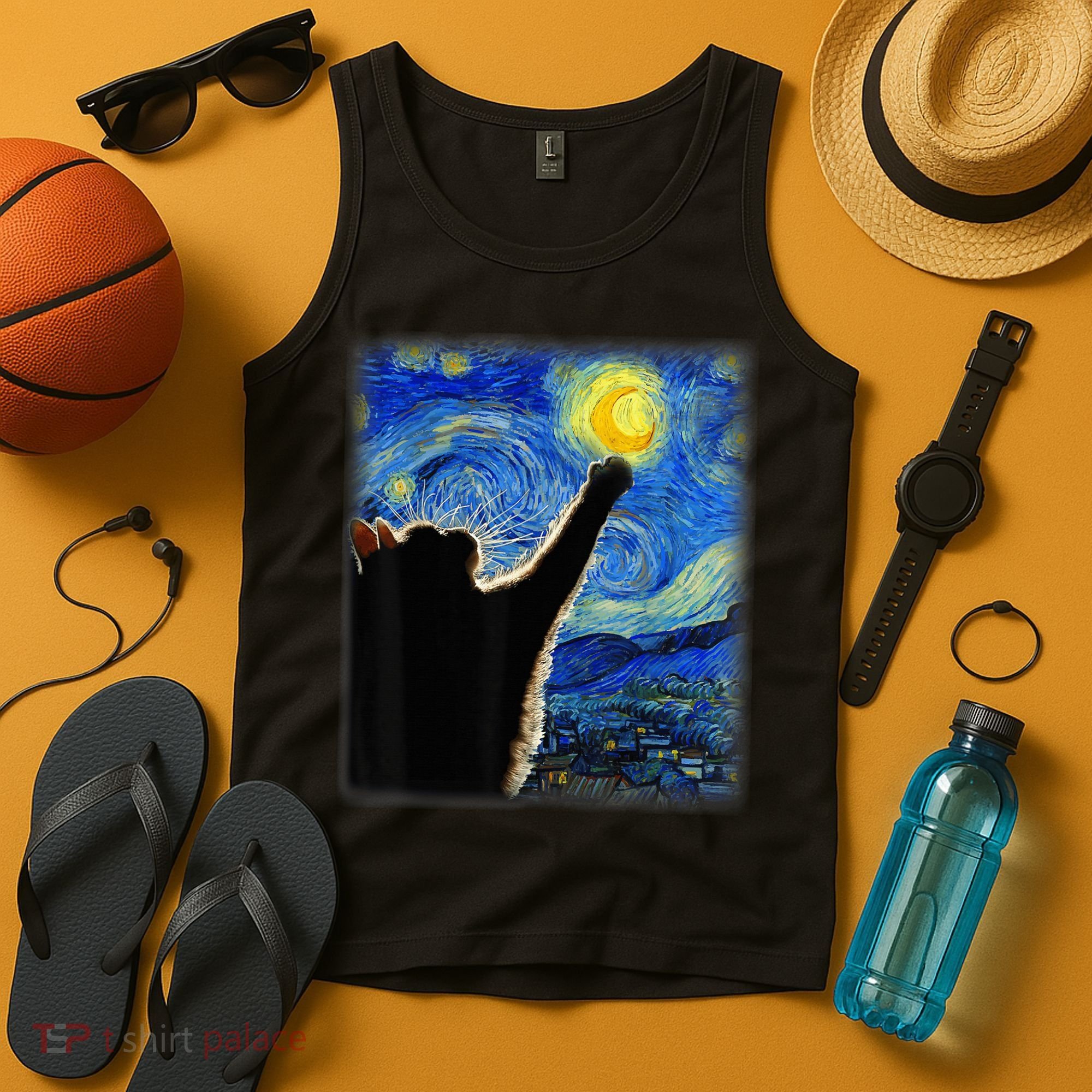 Starry Night Cat, Van Gogh Cat, Cat Lover, Cat Mom, Cat Dad Tank Top