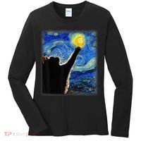 Starry Night Cat, Van Gogh Cat, Cat Lover, Cat Mom, Cat Dad Women's Long Sleeve Shirt thumb 0