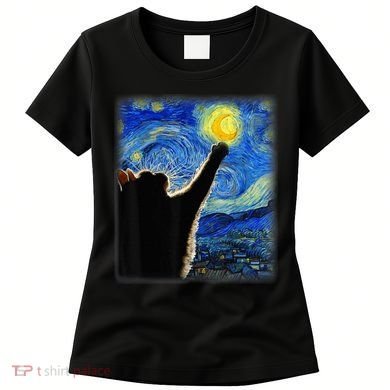 Starry Night Cat, Van Gogh Cat, Cat Lover, Cat Mom, Cat Dad Women's T-Shirt