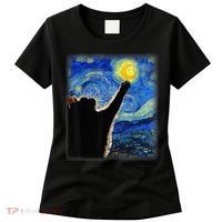 Starry Night Cat, Van Gogh Cat, Cat Lover, Cat Mom, Cat Dad Women's T-Shirt thumb 0