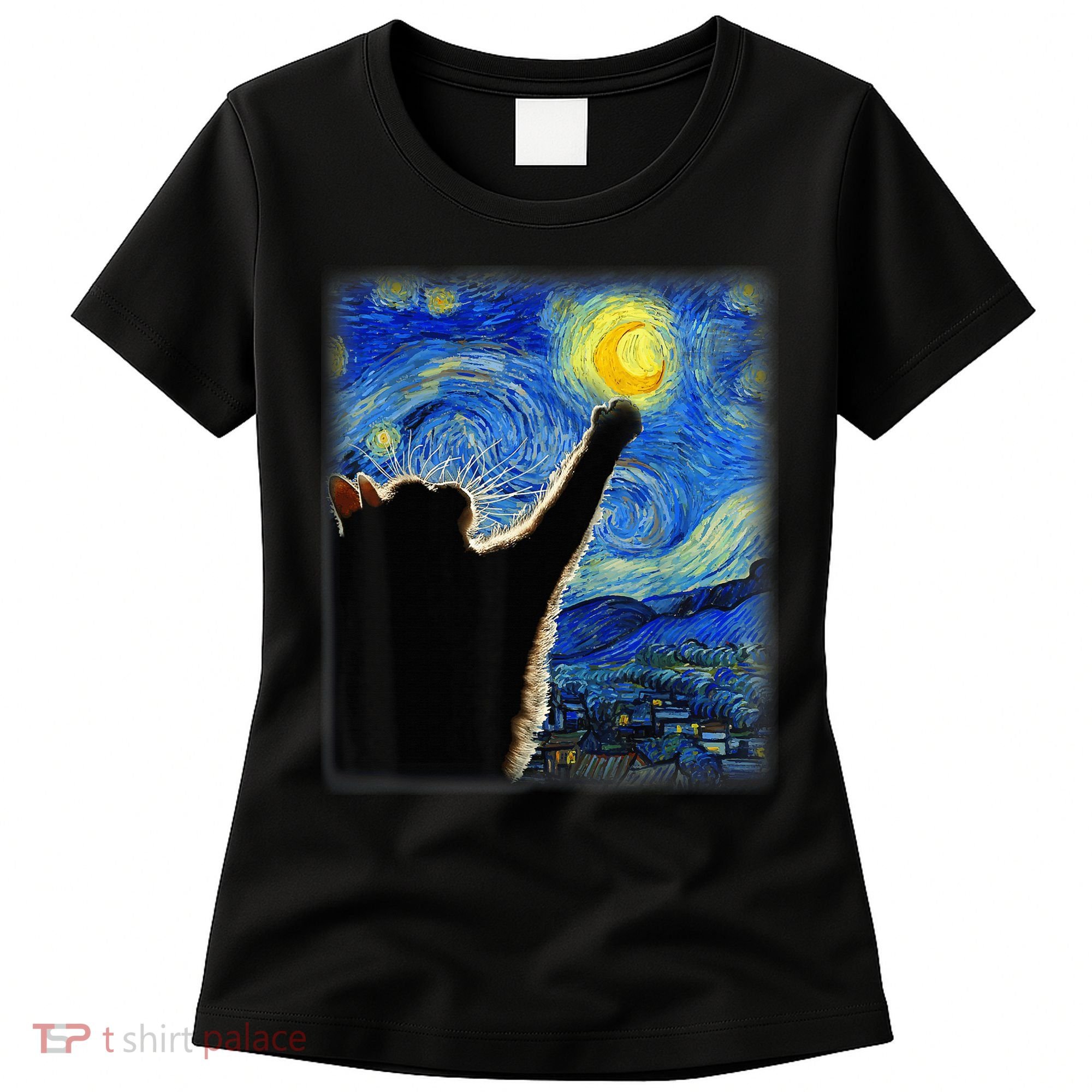 Starry Night Cat, Van Gogh Cat, Cat Lover, Cat Mom, Cat Dad Women's T-Shirt