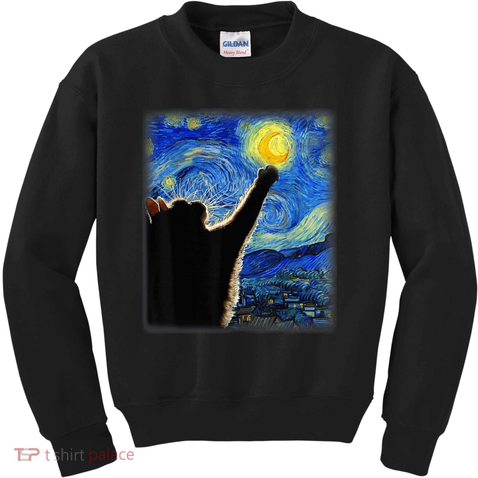 Starry Night Cat, Van Gogh Cat, Cat Lover, Cat Mom, Cat Dad Kids Sweatshirt