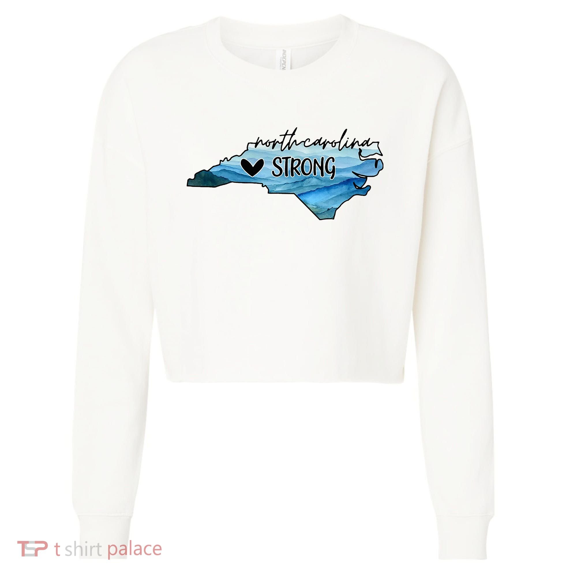 Support North Carolina Stay Western Strong Nc State Cropped Pullover Crew