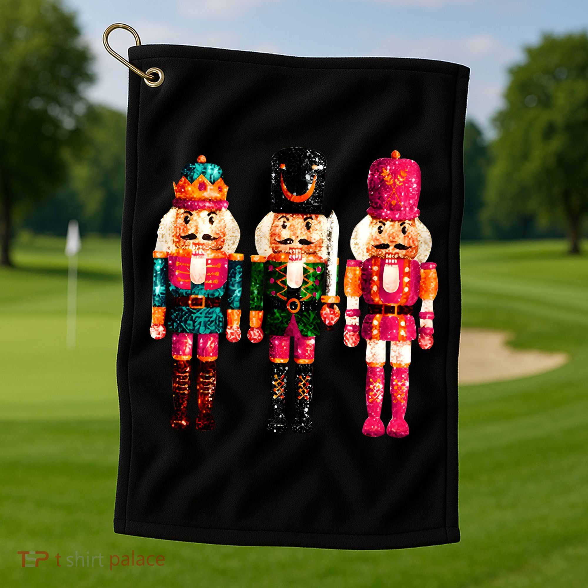Sequin Nutcracker Christmas Xmas Golf Towel