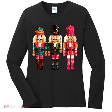Sequin Nutcracker Christmas Xmas Women's Long Sleeve Shirt