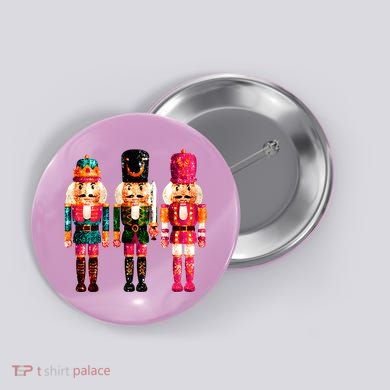 Sequin Nutcracker Christmas Xmas Button
