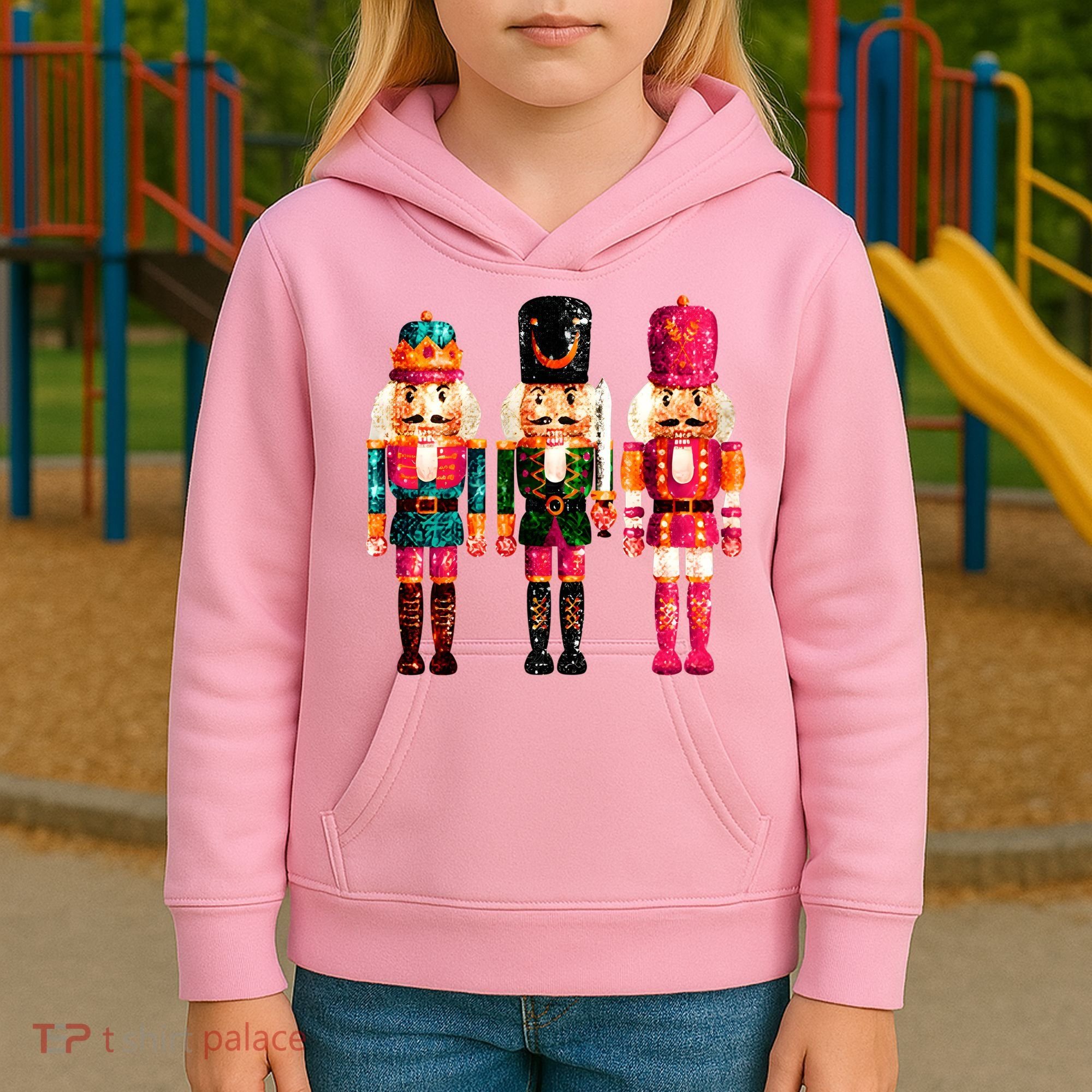 Sequin Nutcracker Christmas Xmas Kids Hoodie