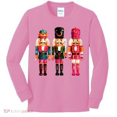 Sequin Nutcracker Christmas Xmas Kids Long Sleeve Shirt