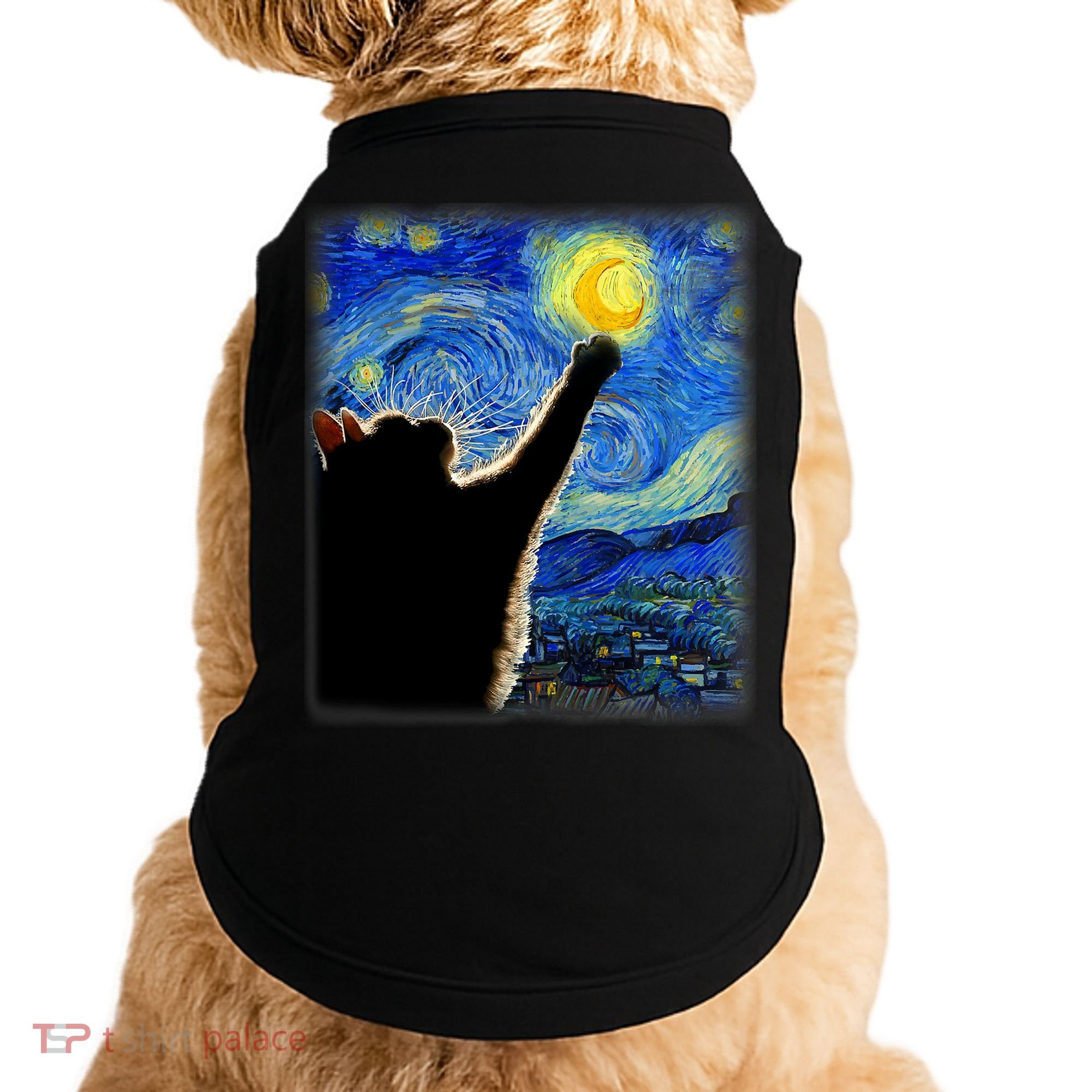 Starry Night Cat, Van Gogh Cat, Cat Lover, Cat Mom, Cat Dad Doggie Tank