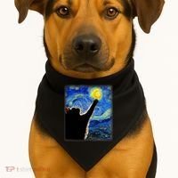 Starry Night Cat, Van Gogh Cat, Cat Lover, Cat Mom, Cat Dad USA-Made Doggie Bandana thumb 1
