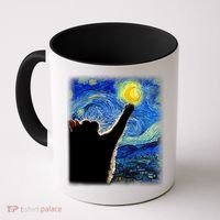 Starry Night Cat, Van Gogh Cat, Cat Lover, Cat Mom, Cat Dad Coffee Mug thumb 0