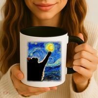 Starry Night Cat, Van Gogh Cat, Cat Lover, Cat Mom, Cat Dad Coffee Mug thumb 3