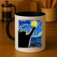 Starry Night Cat, Van Gogh Cat, Cat Lover, Cat Mom, Cat Dad Coffee Mug thumb 4