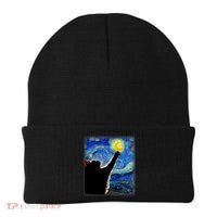 Starry Night Cat, Van Gogh Cat, Cat Lover, Cat Mom, Cat Dad Beanie thumb 0