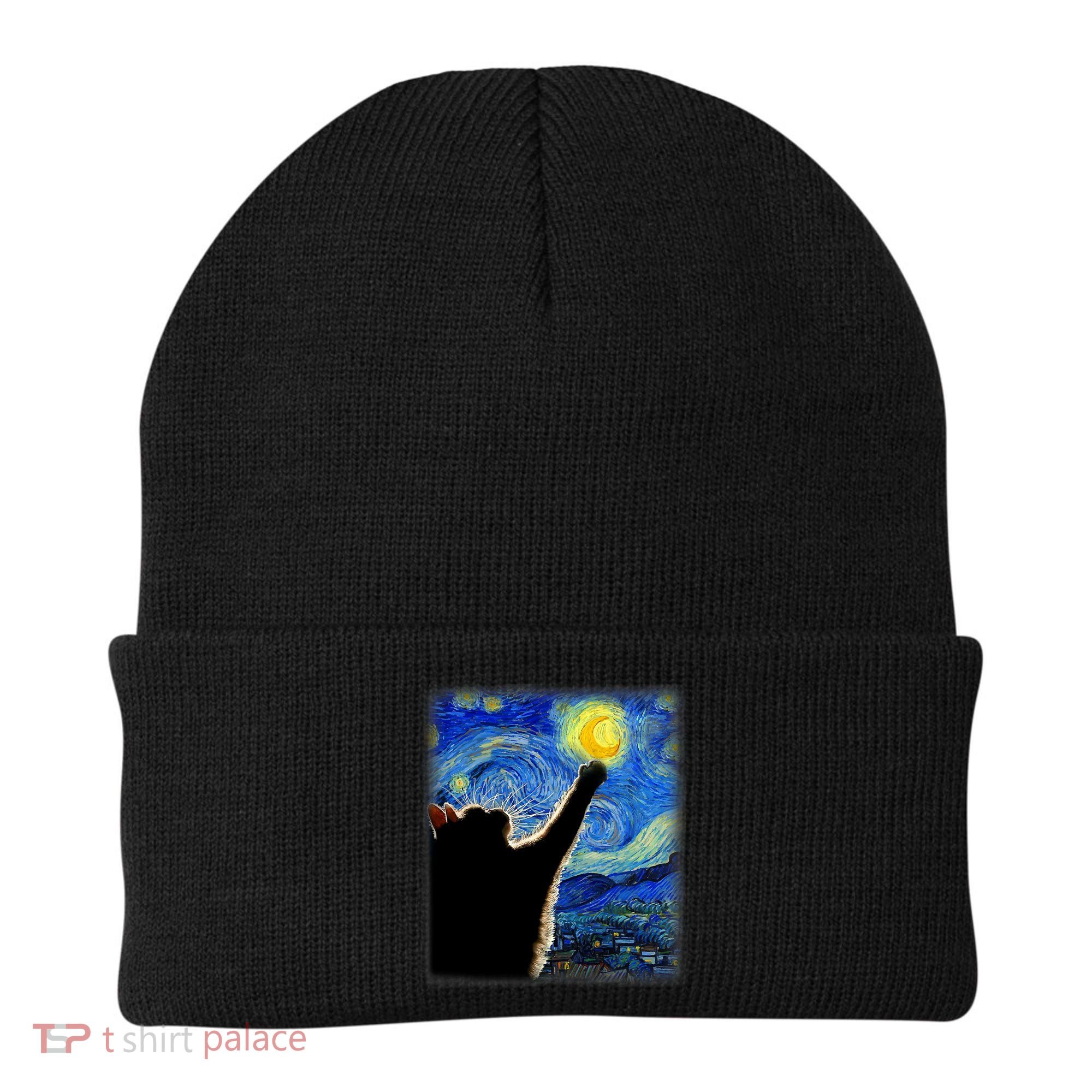 Starry Night Cat, Van Gogh Cat, Cat Lover, Cat Mom, Cat Dad Beanie