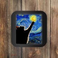 Starry Night Cat, Van Gogh Cat, Cat Lover, Cat Mom, Cat Dad Coaster thumb 0