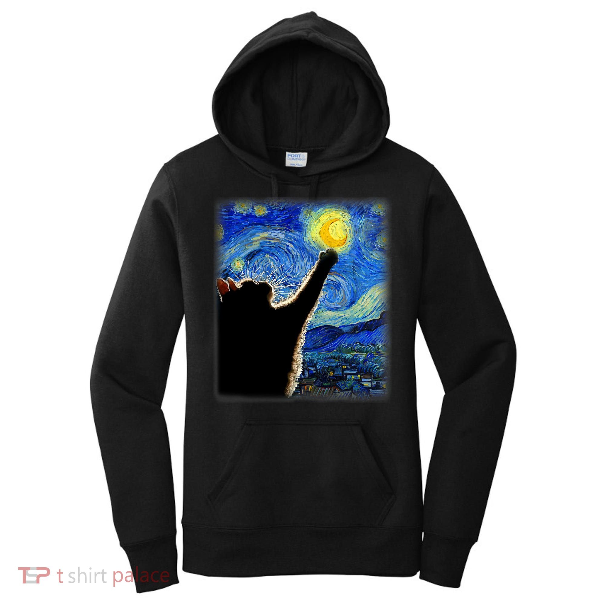 Starry Night Cat, Van Gogh Cat, Cat Lover, Cat Mom, Cat Dad Women's Hoodie