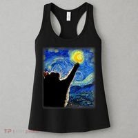 Starry Night Cat, Van Gogh Cat, Cat Lover, Cat Mom, Cat Dad Women's Tank Top thumb 3