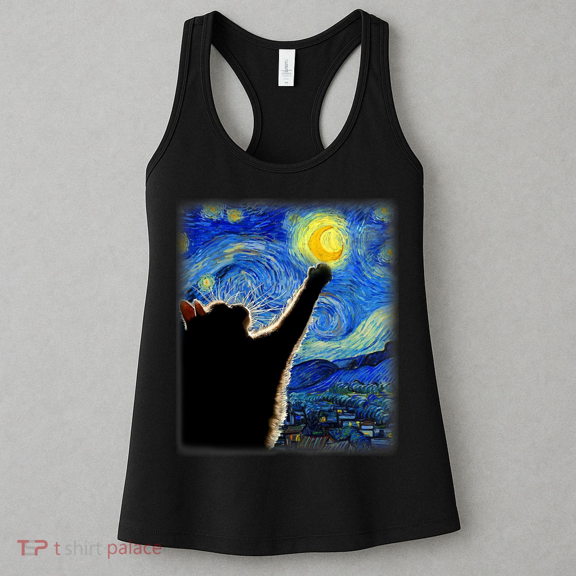 Starry Night Cat, Van Gogh Cat, Cat Lover, Cat Mom, Cat Dad Women's Tank Top