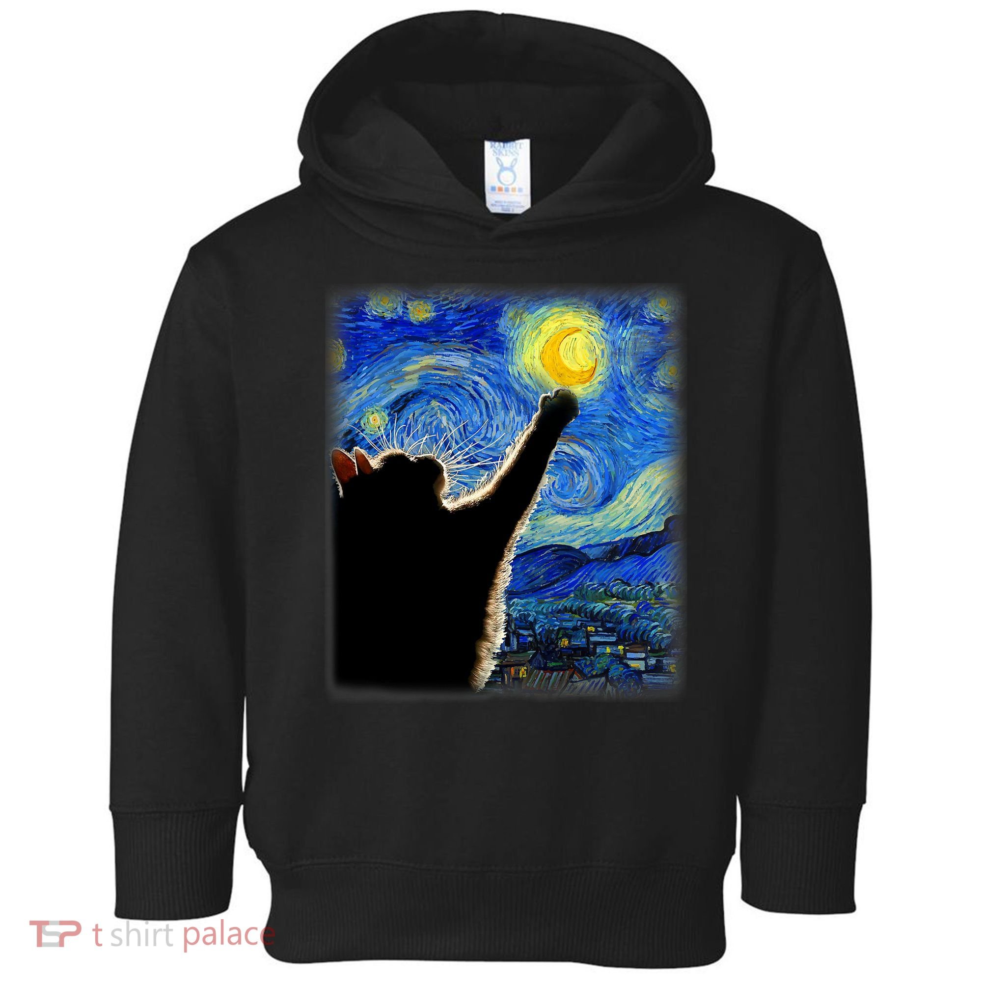 Starry Night Cat, Van Gogh Cat, Cat Lover, Cat Mom, Cat Dad Toddler Hoodie