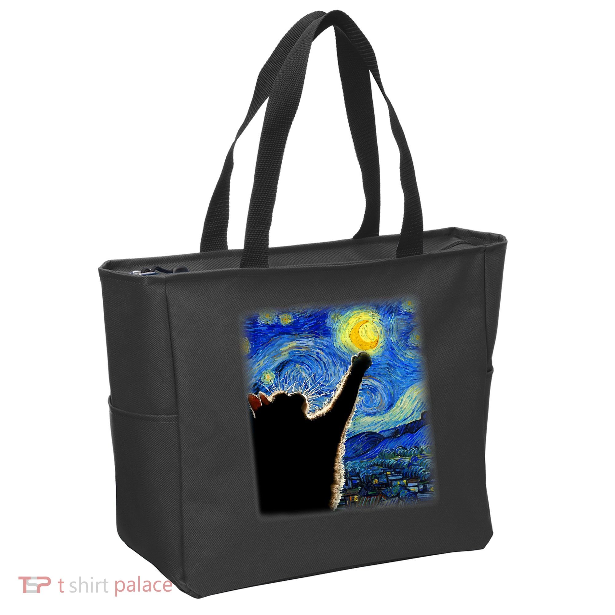 Starry Night Cat, Van Gogh Cat, Cat Lover, Cat Mom, Cat Dad Tote Bag
