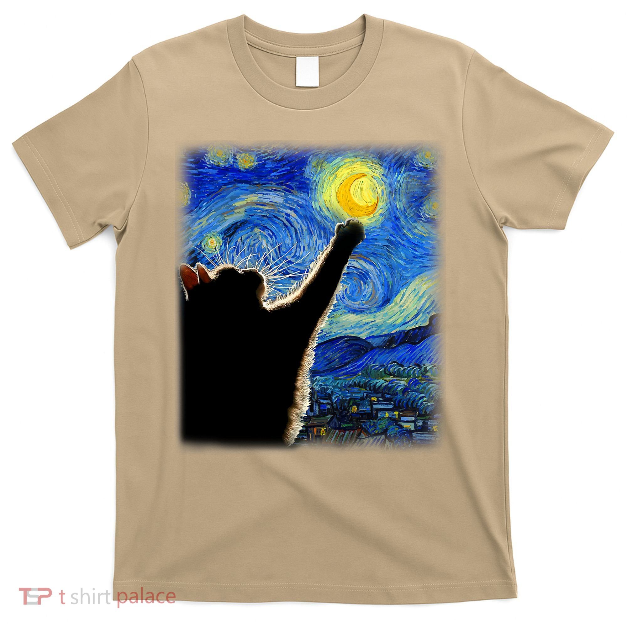 Starry Night Cat, Van Gogh Cat, Cat Lover, Cat Mom, Cat Dad T-Shirt