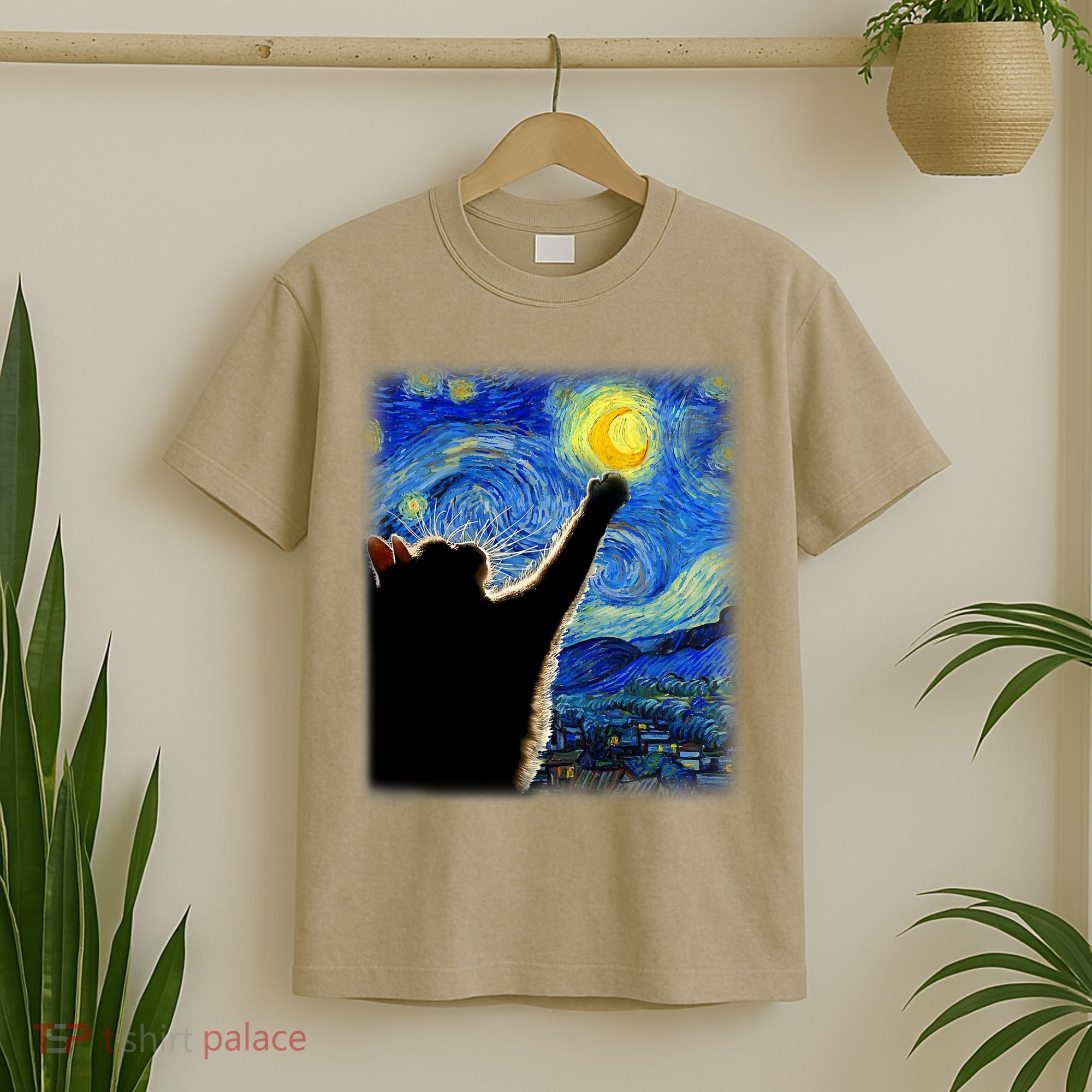 Starry Night Cat, Van Gogh Cat, Cat Lover, Cat Mom, Cat Dad T-Shirt