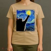 Starry Night Cat, Van Gogh Cat, Cat Lover, Cat Mom, Cat Dad T-Shirt thumb 4