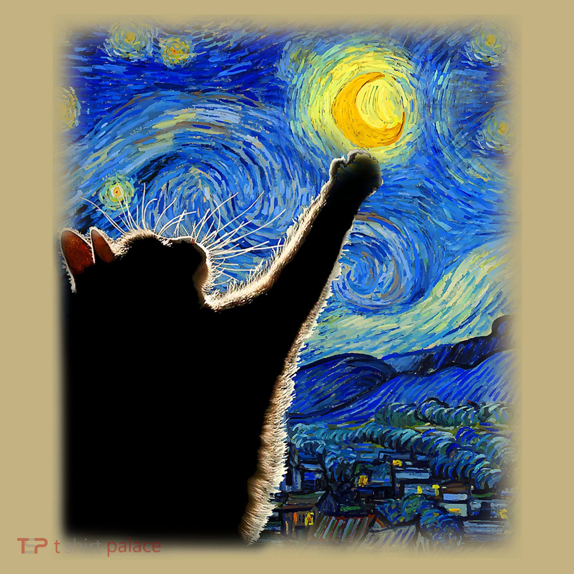 Starry Night Cat, Van Gogh Cat, Cat Lover, Cat Mom, Cat Dad T-Shirt