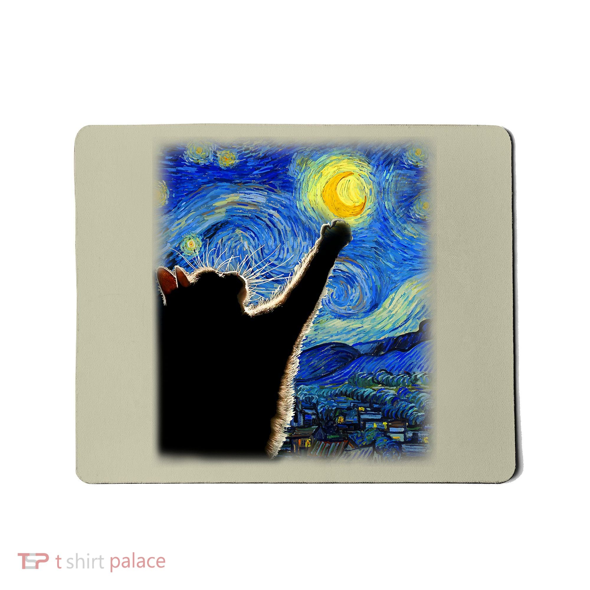 Starry Night Cat, Van Gogh Cat, Cat Lover, Cat Mom, Cat Dad Mousepad