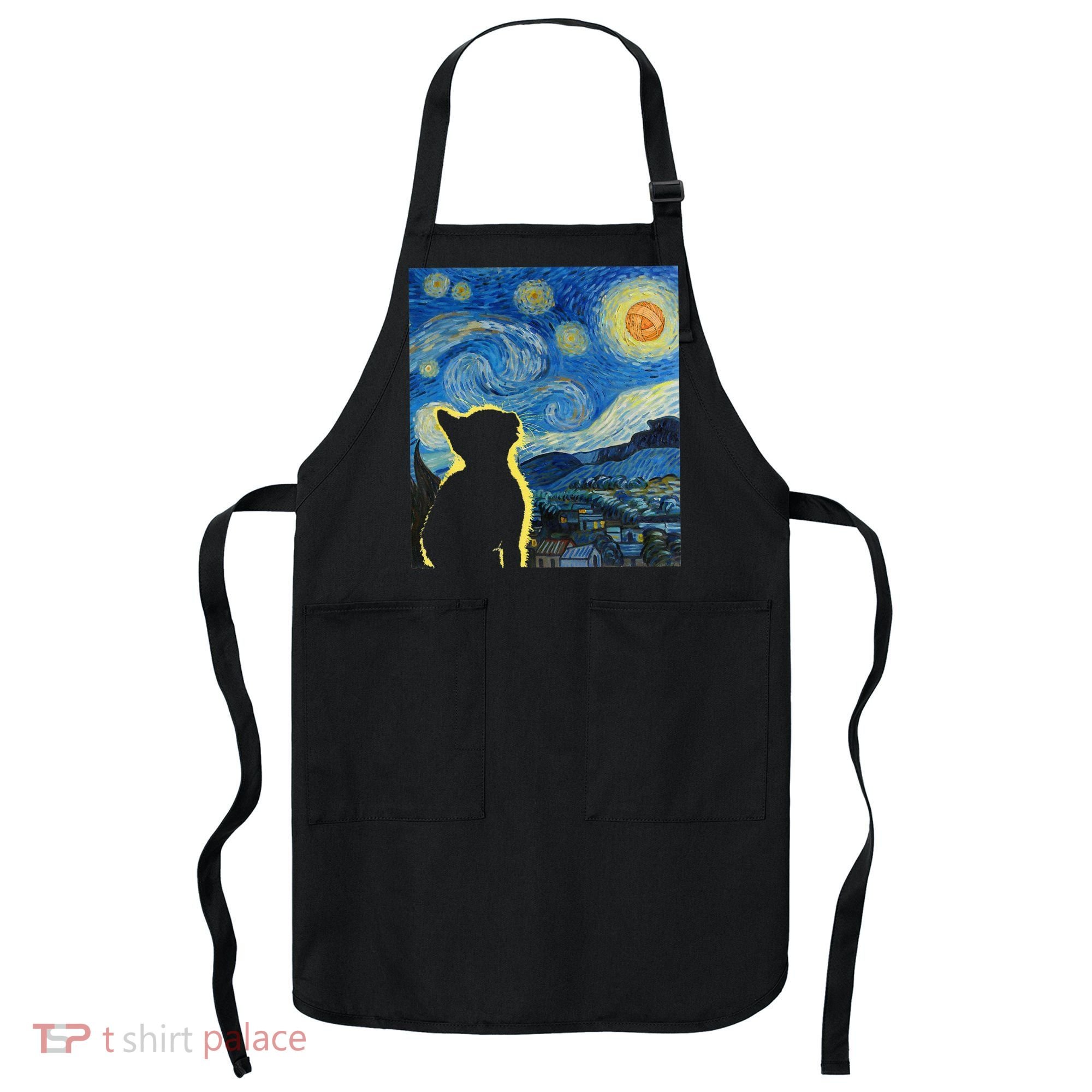 Starry Night Cat Van Gogh Cat Cat Lover Cat Mom Cat Dad Apron
